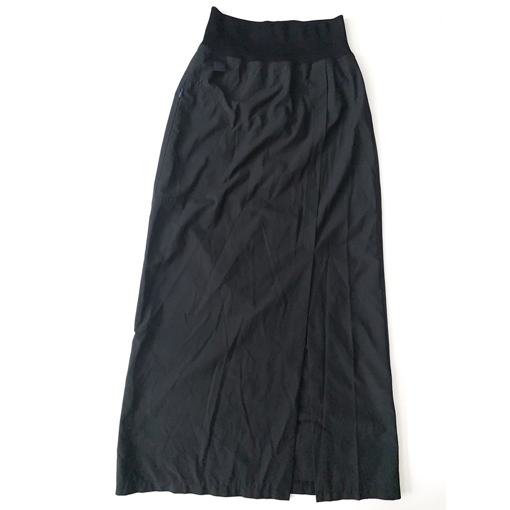 Cop.Copine Jupe Sorbier Black Maxi High Elastic Waist Pencil Side Front Slit 4